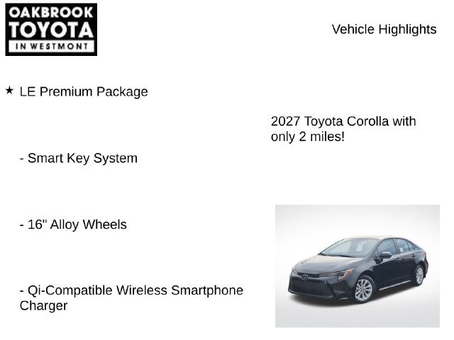 New 2027 Toyota Corolla LE w/ LE Premium Package FWD image 7