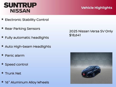 New 2025 Nissan Versa SV w/ Trunk Package image 23