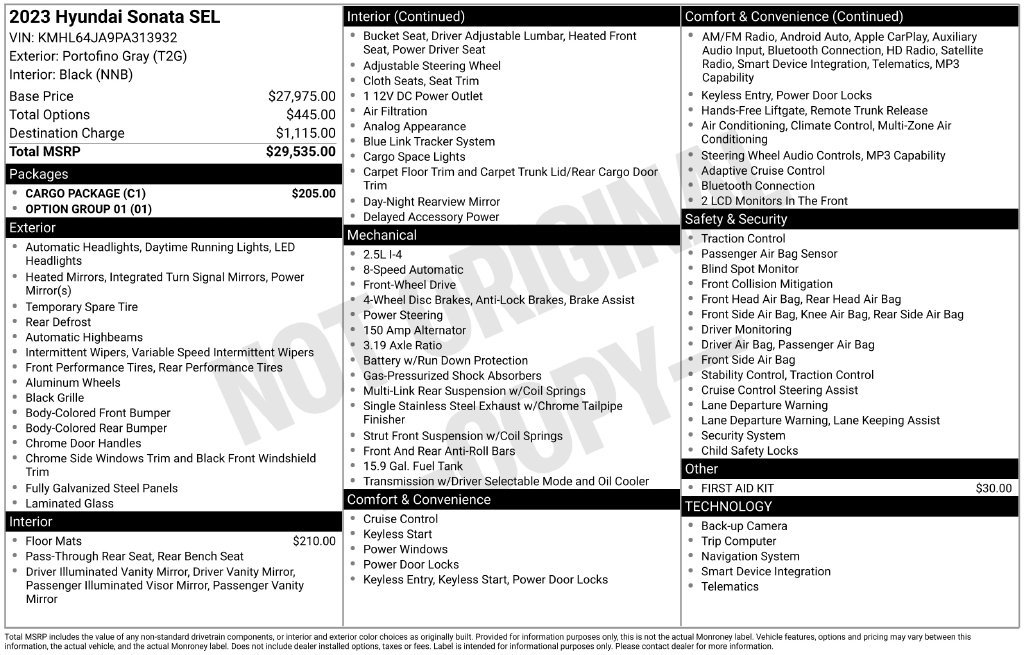 Used 2023 Hyundai Sonata SEL w/ Cargo Package FWD image 18