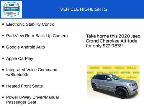 Used 2020 Jeep Grand Cherokee Altitude AWD/4WD image 19