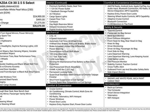 Used 2022 MAZDA CX-30 AWD 2.5 S w/ Select Package image 15