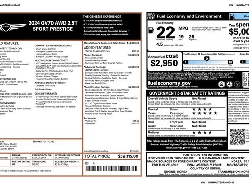Certified 2024 Genesis GV70 2.5T w/ Sport Prestige Package AWD/4WD image 3