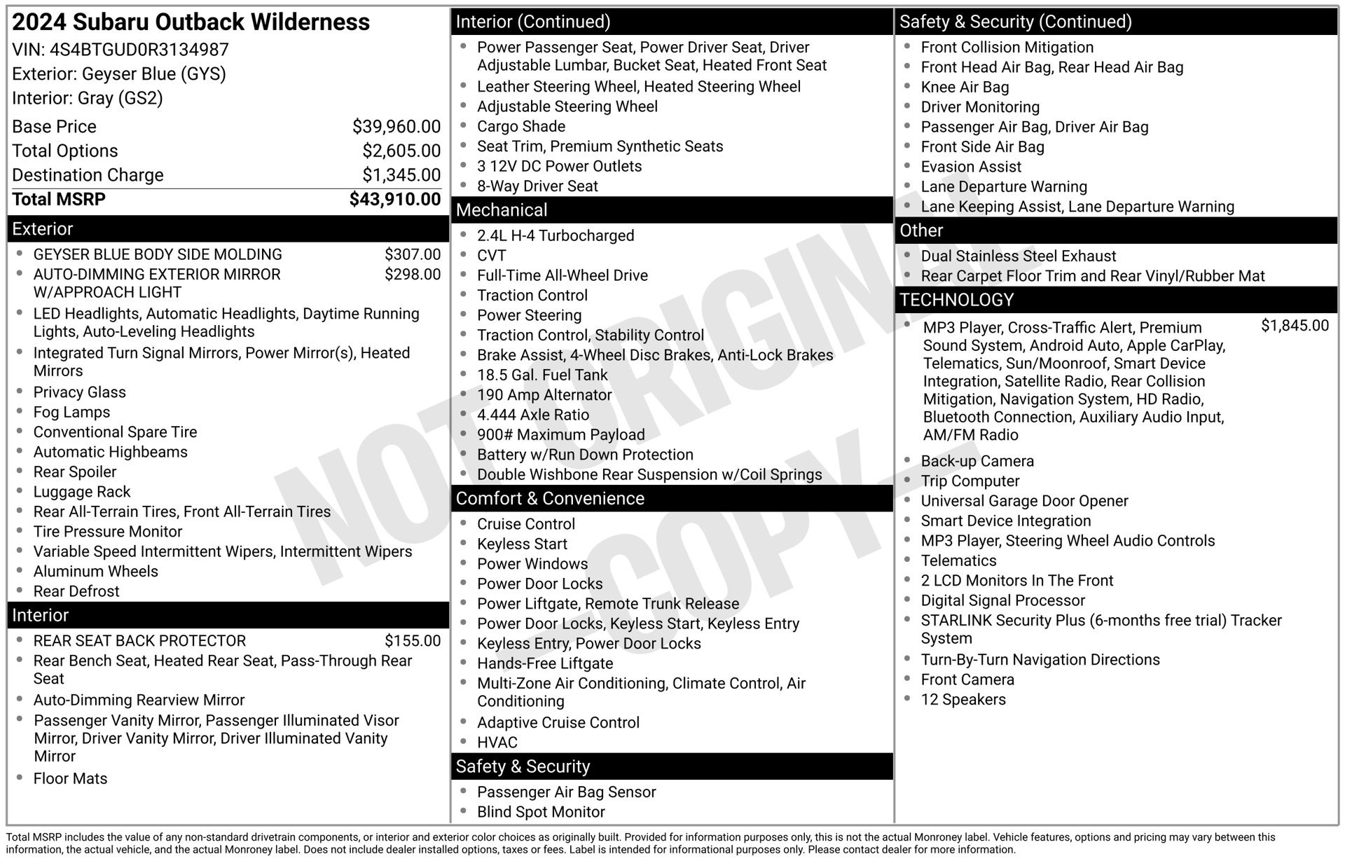Used 2024 Subaru Outback Wilderness AWD/4WD image 5