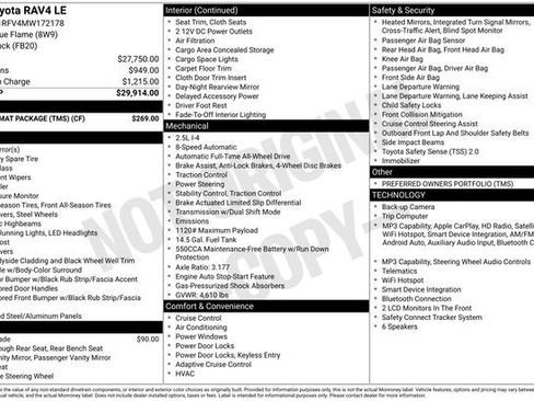 Used 2021 Toyota RAV4 LE w/ Carpet Mat Package (TMS) AWD/4WD image 19