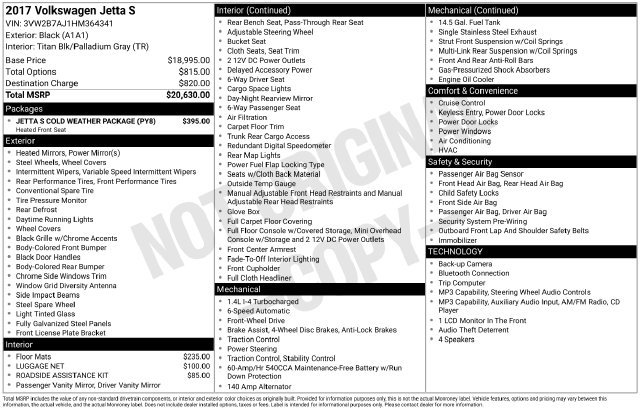 Used 2017 Volkswagen Jetta S w/ Jetta S Cold Weather Package FWD image 14