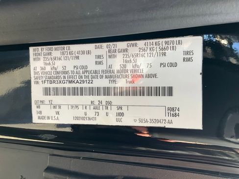 Used 2021 Ford Transit 250 148 High Roof Extended w/ Load Area Protection Package image 25