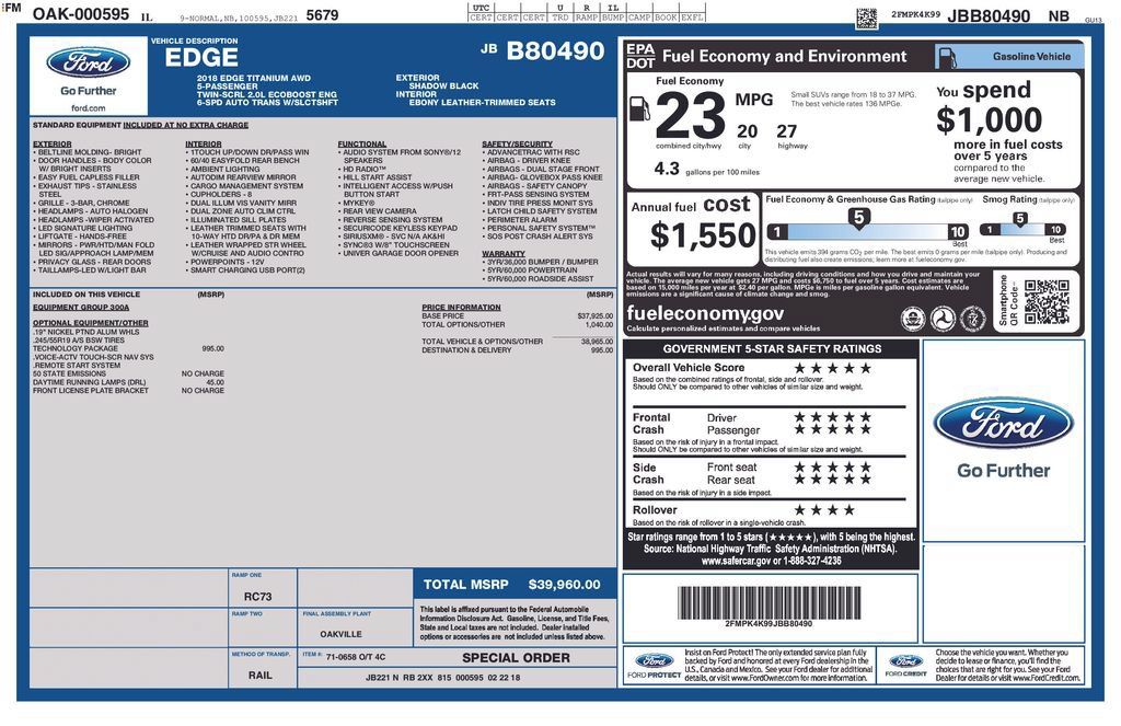 Used 2018 Ford Edge Titanium w/ Technology Package AWD/4WD image 32