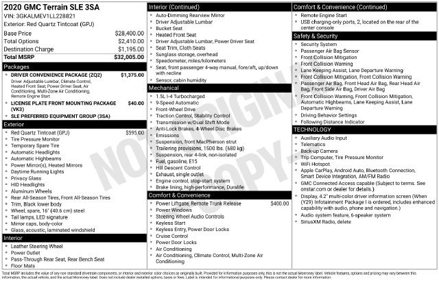 Used 2020 GMC Terrain SLE w/ Driver Convenience Package FWD image 13