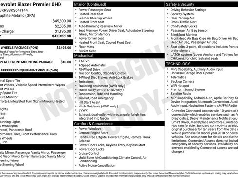 Used 2019 Chevrolet Blazer Premier w/ Sun and Wheels Package AWD/4WD image 7