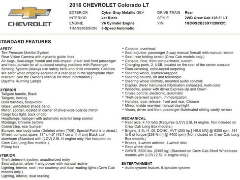 Used 2016 Chevrolet Colorado LT w/ Luxury Package, Chrome RWD image 16