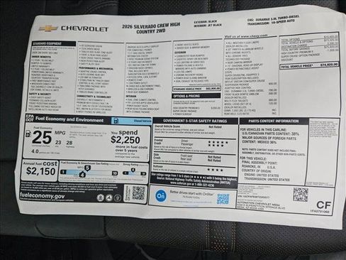 New 2026 Chevrolet Silverado 1500 High Country RWD image 18