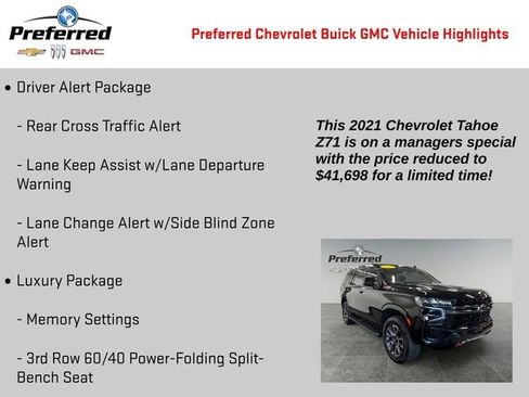 Certified 2021 Chevrolet Tahoe Z71 w/ Z71 Signature Package image 4