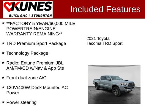 Used 2021 Toyota Tacoma TRD Sport w/ TRD Premium Sport Package AWD/4WD image 3