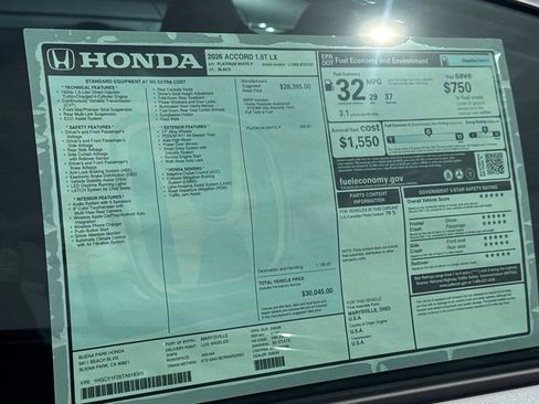 New 2026 Honda Accord LX image 31
