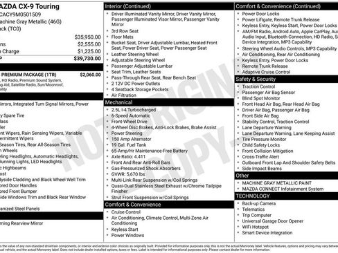Used 2021 MAZDA CX-9 Touring w/ Touring Premium Package FWD image 45
