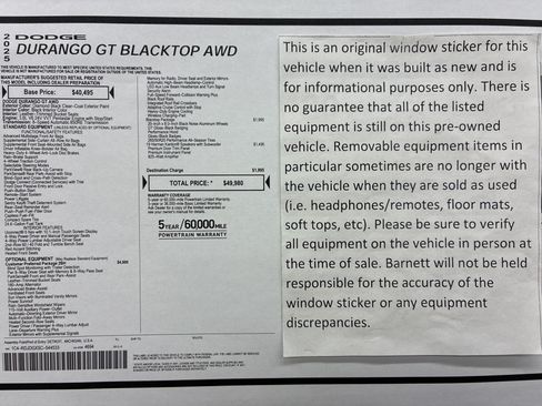 Certified 2025 Dodge Durango GT AWD/4WD image 2