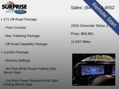 Used 2026 Chevrolet Tahoe Z71 w/ Z71 Off-Road Package AWD/4WD image 15