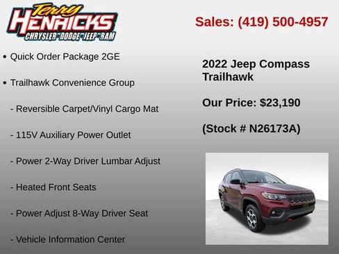 Used 2022 Jeep Compass Trailhawk w/ Trailhawk Convenience Group AWD/4WD image 6