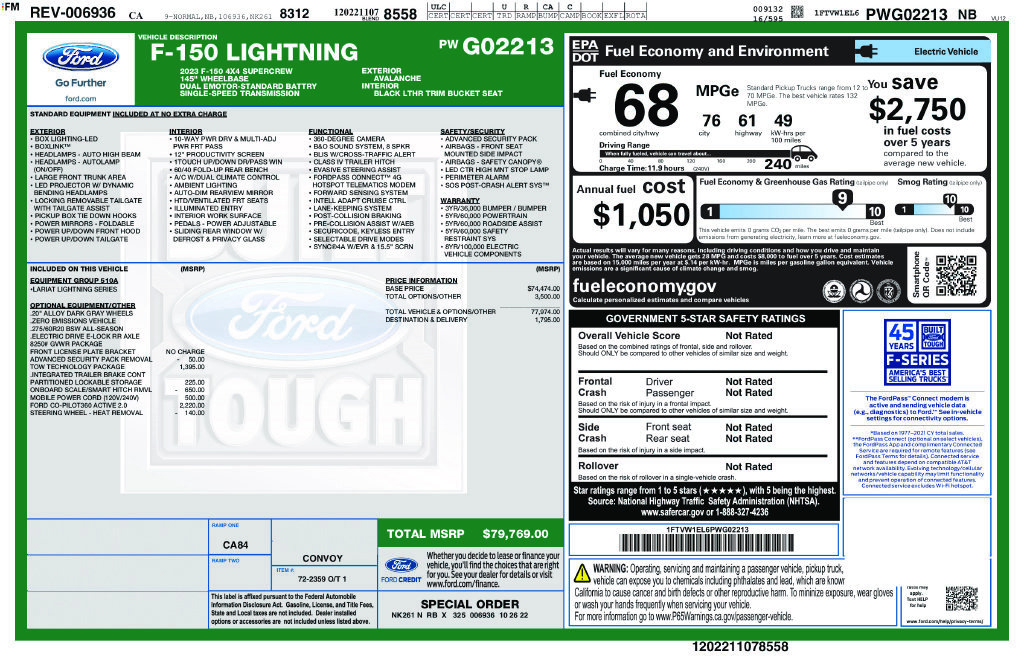 Used 2023 Ford F150 Lightning Lariat w/ Tow Technology Package AWD/4WD image 4