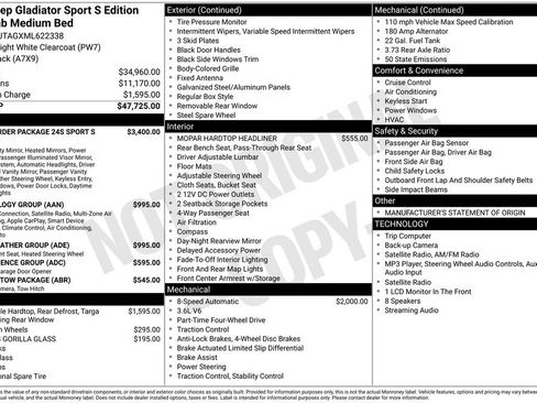 Used 2021 Jeep Gladiator Sport AWD/4WD image 2