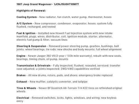 Used 1987 Jeep Grand Wagoneer image 2