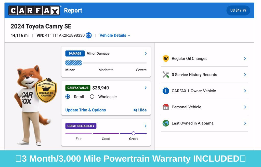 Used 2024 Toyota Camry SE w/ Convenience Package FWD image 10