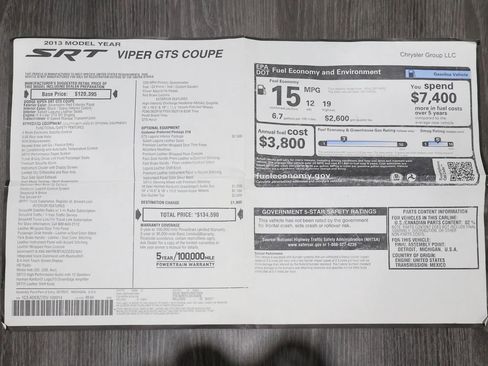 Used 2013 SRT Viper GTS w/ GTS Laguna Interior Pkg image 72