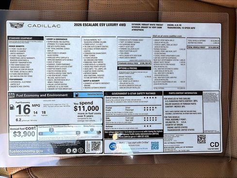 New 2026 Cadillac Escalade ESV Luxury w/ LPO, Radiant Package AWD/4WD image 14