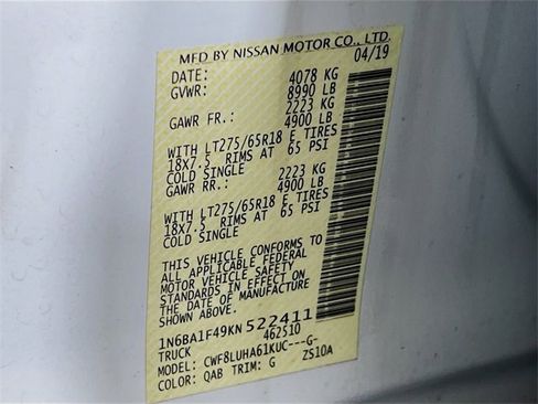 Used 2019 Nissan Titan PRO-4X w/ Pro-4x Convenience Package image 11