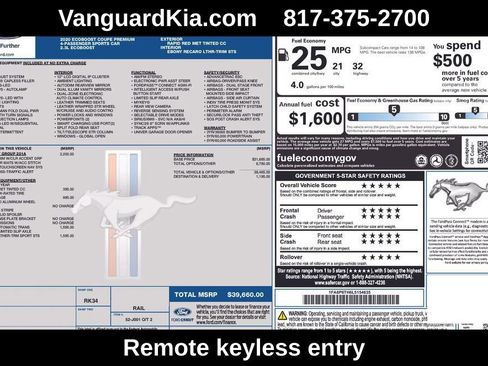 Used 2020 Ford Mustang Premium w/ Equipment Group 201A image 8