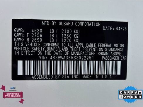 Certified 2025 Subaru Legacy Premium AWD/4WD image 31