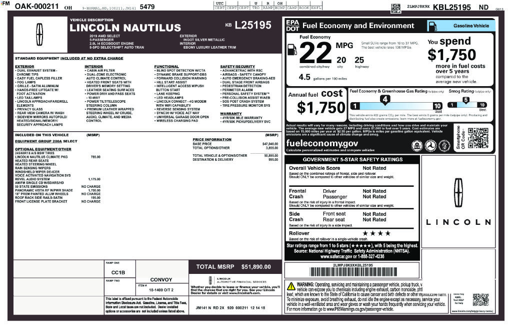 Used 2019 Lincoln Nautilus Select AWD/4WD image 44