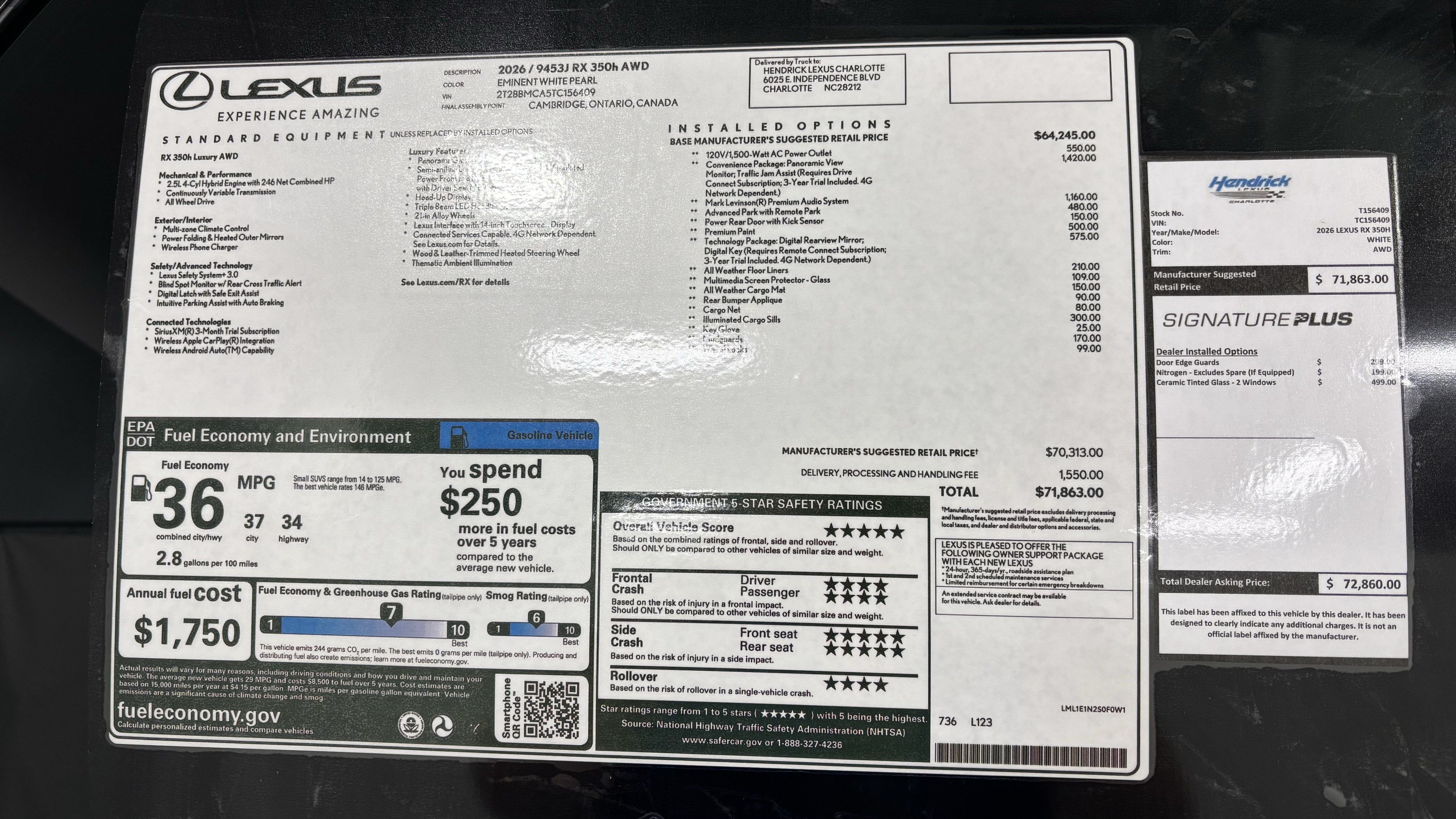 New 2026 Lexus RX 350 w/ Convenience Package AWD/4WD image 16