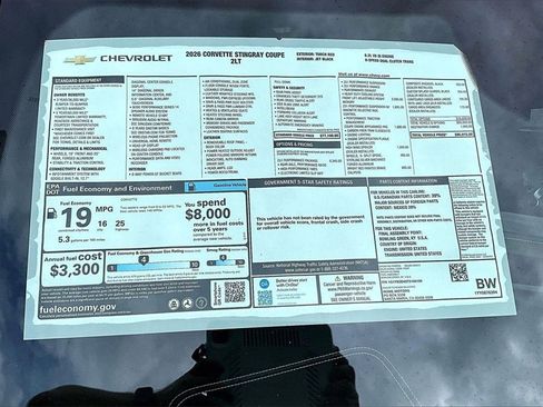 New 2026 Chevrolet Corvette Stingray Preferred Cpe w/ Z51 Performance Package image 12