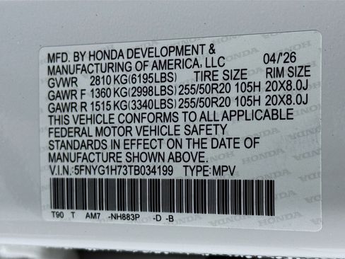 New 2026 Honda Pilot Touring image 35