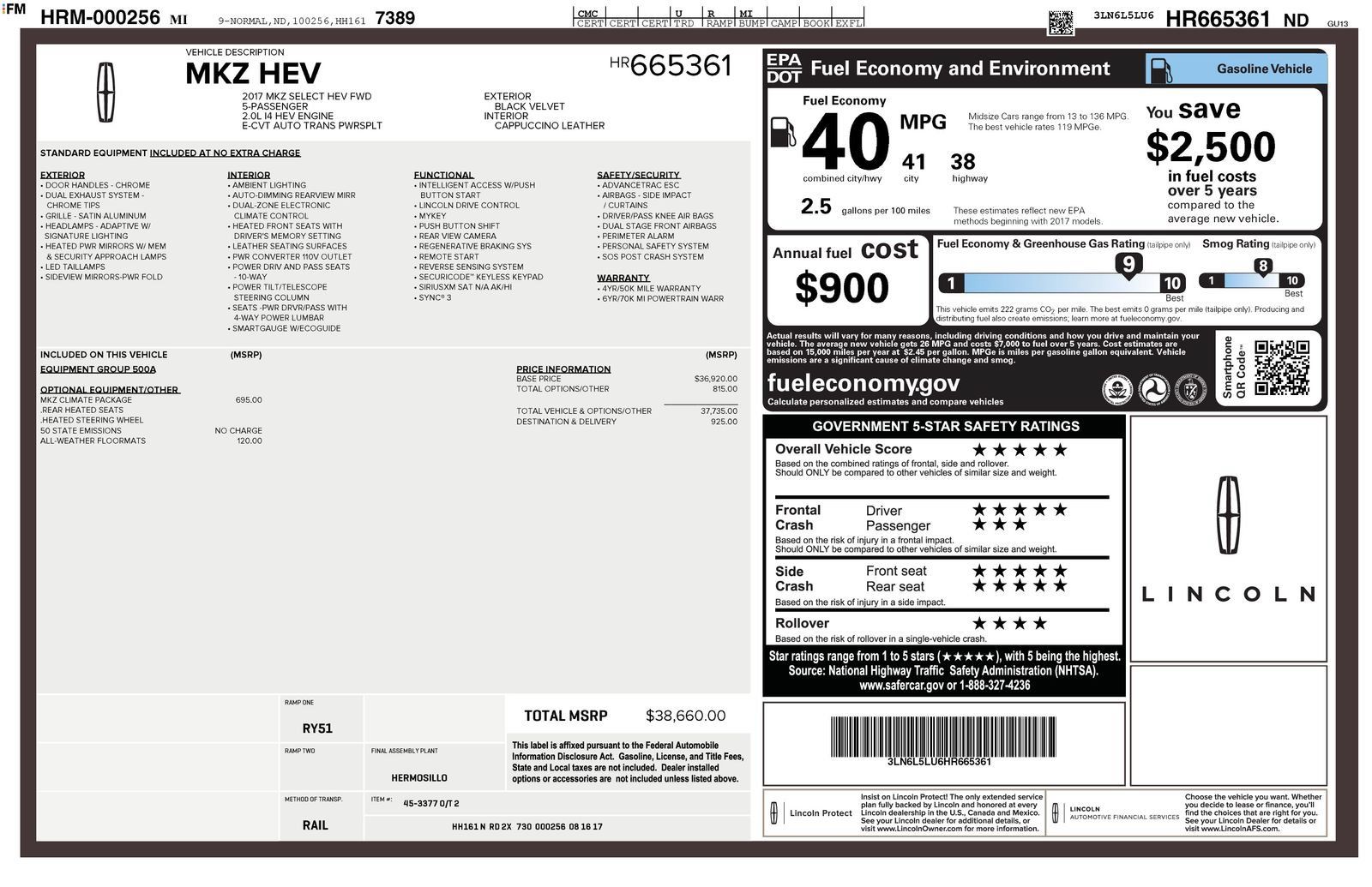 Used 2017 Lincoln MKZ Select w/ Climate Package FWD image 2