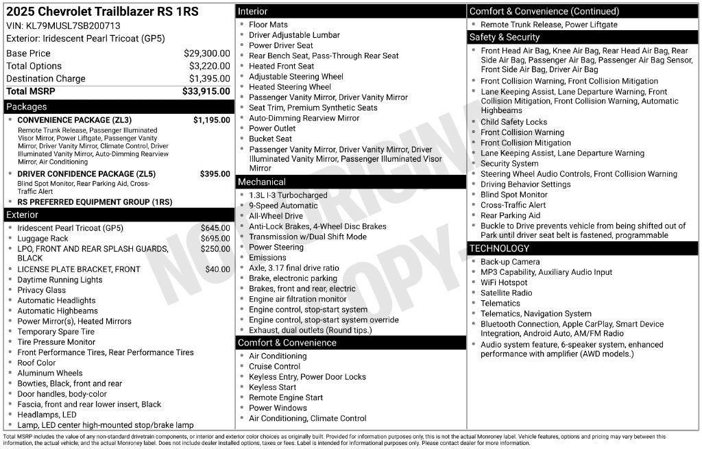 Certified 2025 Chevrolet TrailBlazer RS w/ Convenience Package AWD/4WD image 3