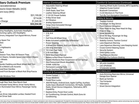 Certified 2024 Subaru Outback Premium AWD/4WD image 2