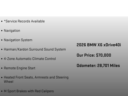 Used 2026 BMW X6 xDrive40i w/ Climate Comfort Package AWD/4WD image 36