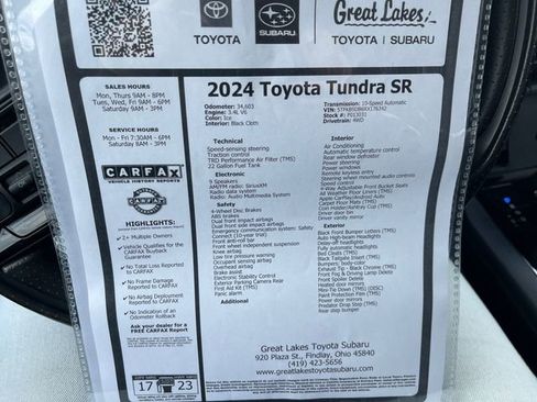 Used 2024 Toyota Tundra SR w/ Security Package (TMS) AWD/4WD image 27