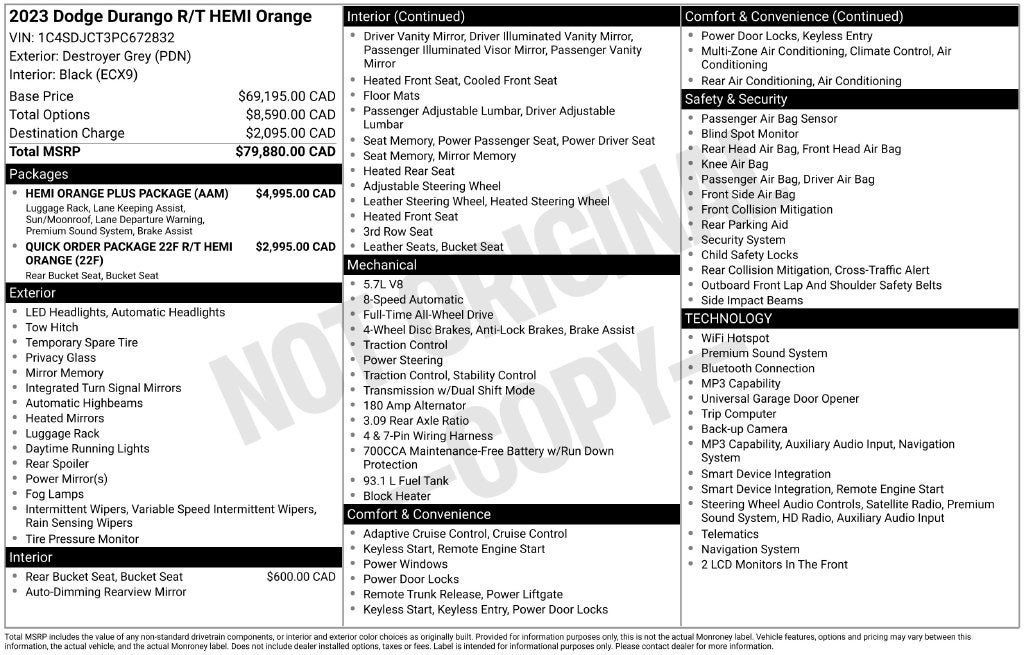 Used 2023 Dodge Durango R/T w/ Hemi Orange Plus Package AWD/4WD image 31