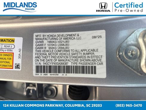 Certified 2025 Honda Accord SE image 31