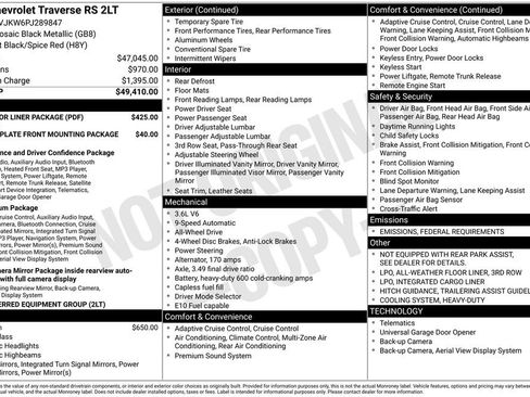 Used 2023 Chevrolet Traverse RS w/ LPO, Floor Liner Package image 3