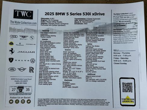 Used 2025 BMW 530i xDrive w/ Premium Package AWD/4WD image 46