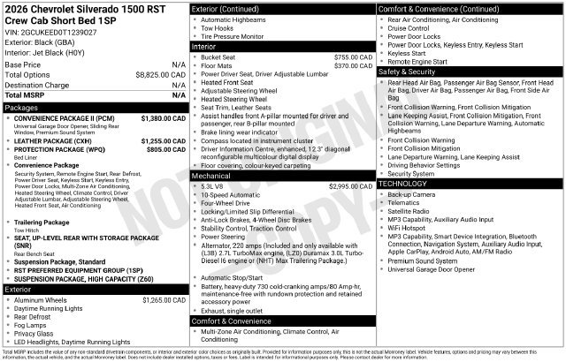New 2026 Chevrolet Silverado 1500 RST w/ Convenience Package II AWD/4WD image 2