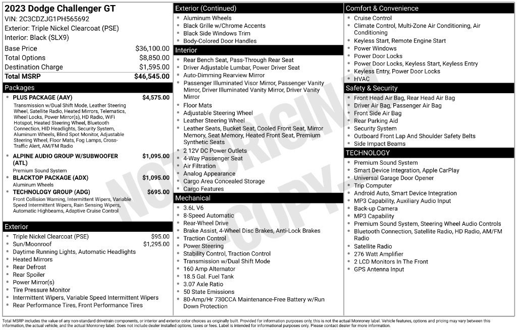 Used 2023 Dodge Challenger GT w/ Plus Package RWD image 2