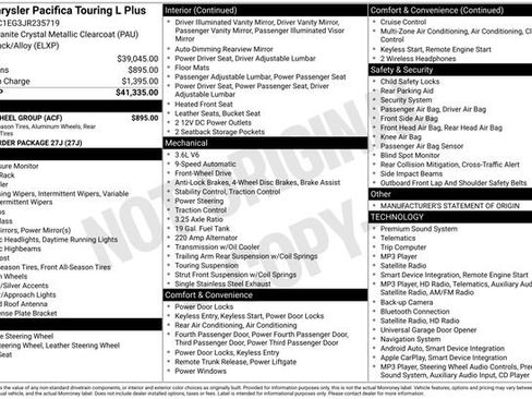 Used 2018 Chrysler Pacifica Touring-L Plus w/ Tire & Wheel Group FWD image 10