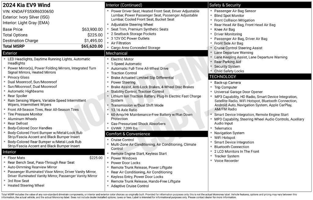 Certified 2024 Kia EV9 Wind AWD/4WD image 32