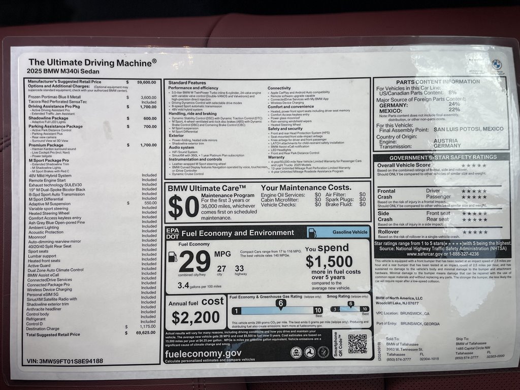 Used 2025 BMW M340i w/ Premium Package RWD image 5