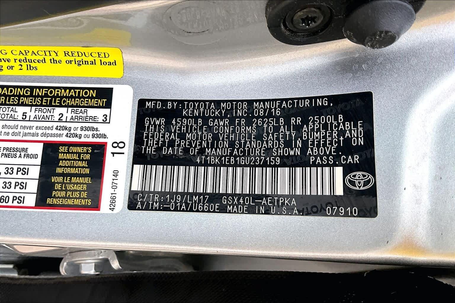 Used 2016 Toyota Avalon Limited w/ Toyota Safety Sense Package FWD image 34